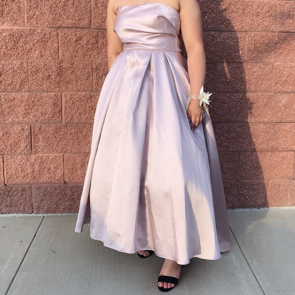 Mauve Satin Strapless Prom Dress w/Pockets Size 16